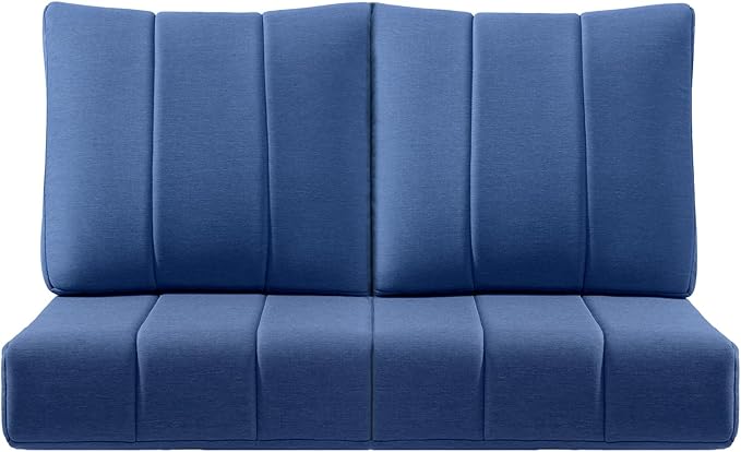 ACTREST Luxury 24x24x6 Inch Kitty Outdoor Seat Cushions - Set of 2 Water Resistant Patio Chair Comfortable Cushion for Rattan Dining Rocker Glider Loveseat Couch Sectional Sofa - Navy Blue