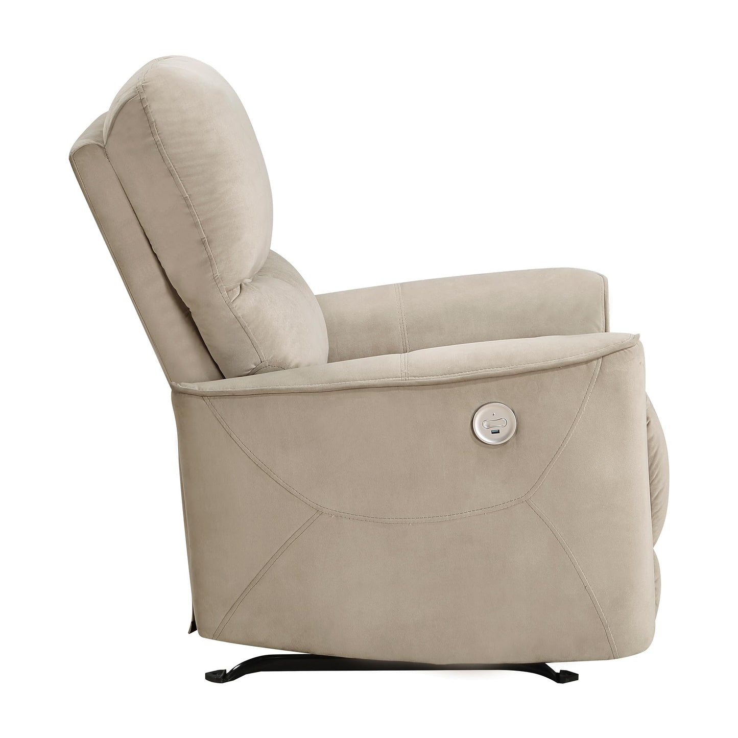 Lexicon Power Recliner Chair Living Room Velvet Reclining Sofa Chair, Home Theater Seating, Power Rocker Recliner Sofa Chair for Living Room/Office/Apartment, Light Brown