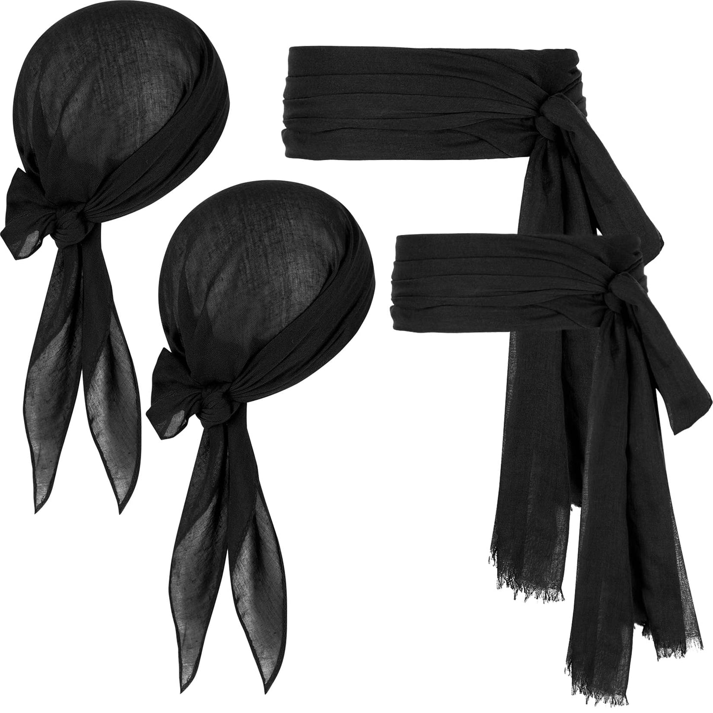 Century Star Halloween Pirate Costume Men Women Pirate Bandana Hat Waist Belt Head Scarf Renaissance Accessories Cosplay 2 Black