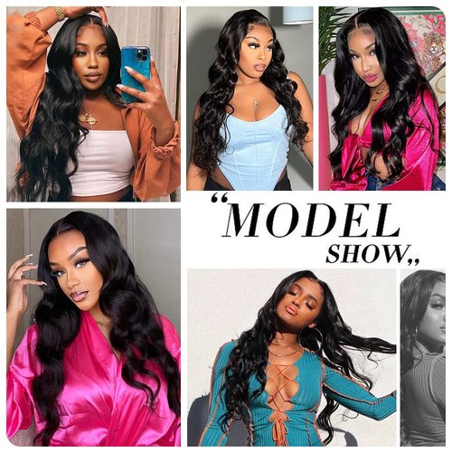 INVITEYOU Body Wave Lace Front Wigs Human Hair 13x4 HD Transparent Lace Frontal Wigs for Black Women 180% Density Glueless Wigs Human Hair Pre Plucked with Baby Hair (18inch)