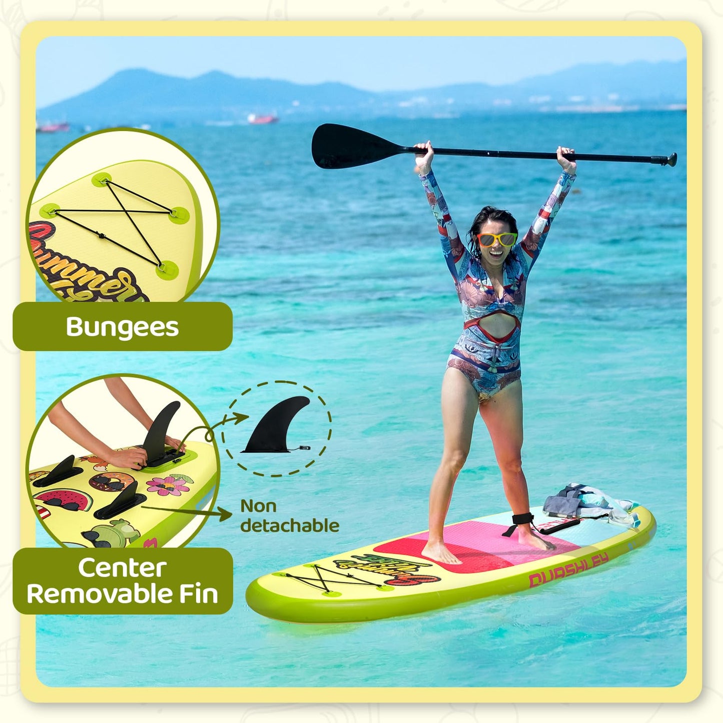 Quashley Kids Stand Up Paddle Board, Inflatable Paddleboards with Sup Board Accessories, Durable, Stable Design, Wide Non-Slip Deck, Hand Pump, Adjustable Aluminum Paddle,Surfboard Youth & Kids