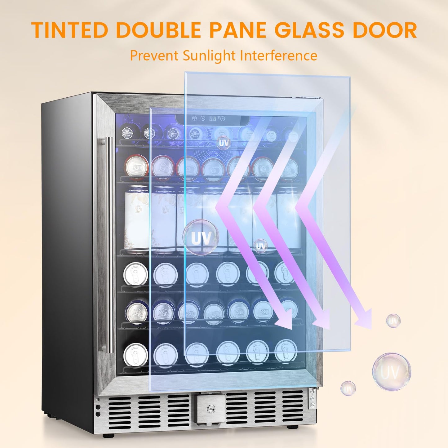 COWSAR 24 Inch Wine Cooler, 46 Bottles Commercial Wine Fridge, Tall Freestanding/Built-in Beverage Refrigerator Drink Fridge with Dual-Layer Digital Temp Control Glass Door, Removable Wooden Shelves