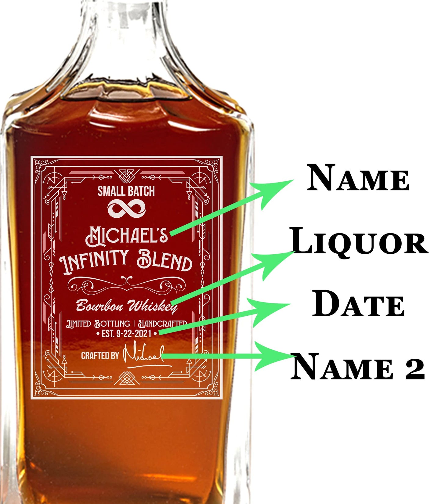 Custom Infinity Bottle Decanter - Engraved Infinity Bourbon Whiskey Decanter with Personalized Details - Personalized Gift for Whiskey Enthusiast, Infinity Bottle Glass Decanter - Unique Barware