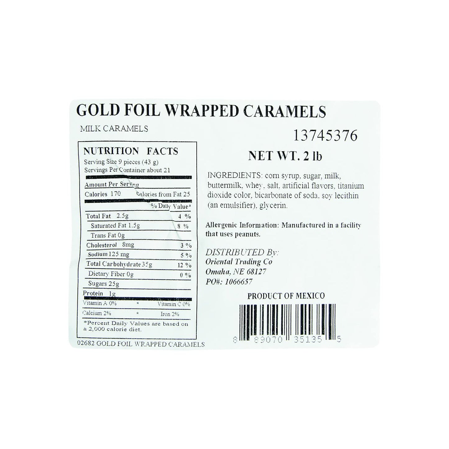 Fun Express Gold Foil Wrapped Caramels - 2 Pounds - Candy Buffet, Wedding and Party Candies | Graduation | Weddings | Receptions - Gold