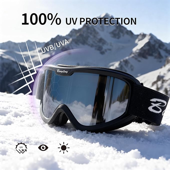 BangLong Ski Goggles, Snowboard/Snow Goggles Anti Fog UV Protection Design for Men Women Skiing, Skating,Snowmobilet,Youth