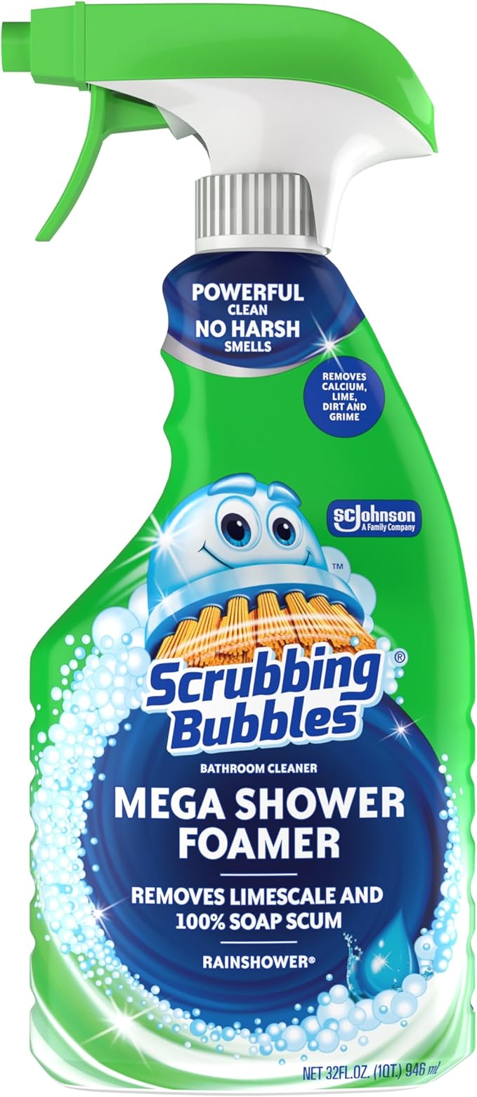 Scrubbing Bubbles Mega Bathroom and Shower Cleaner Spray, Foaming Action Removes Limescale and Soap Scum, Rainshower Scen...