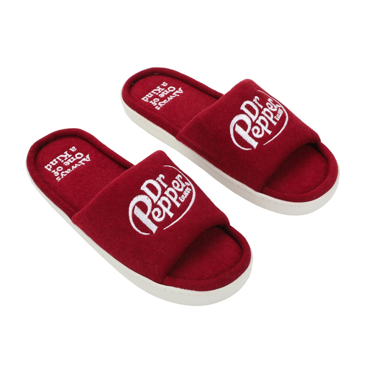 Bioworld Dr Pepper Always One Of A Kind Men's Red Slide Slippers -Small