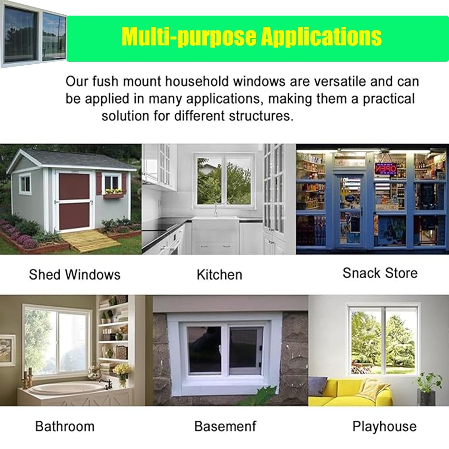Double Pane Windows for Houses 20 22 24 28 30 32 34 36 38 40 42 44 46 48 50 Inch, Basement Replacement Windows,White, for Sheds, Bathroom, Basement and Chicken Coops,21x12in/53x30cm