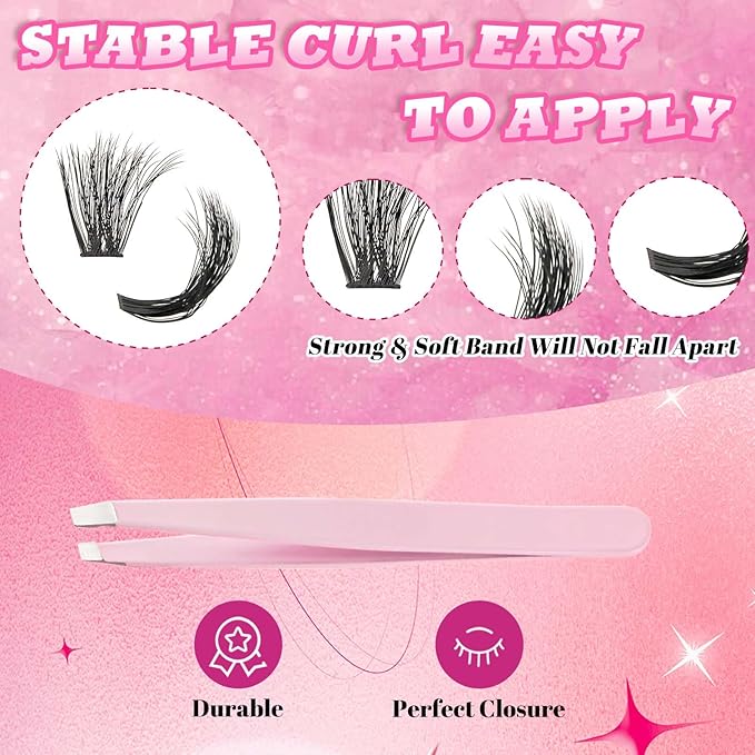 FADLASH Lash Extension Kit 100D Lash Clusters D Curl Lash Cluster Kit DIY Eyelash Extension Kit with Lash Bond and Seal Lash Applicator Tool 3D Effect fluffy Cluster Lashes(100D Kit, Mix 8-16mm)