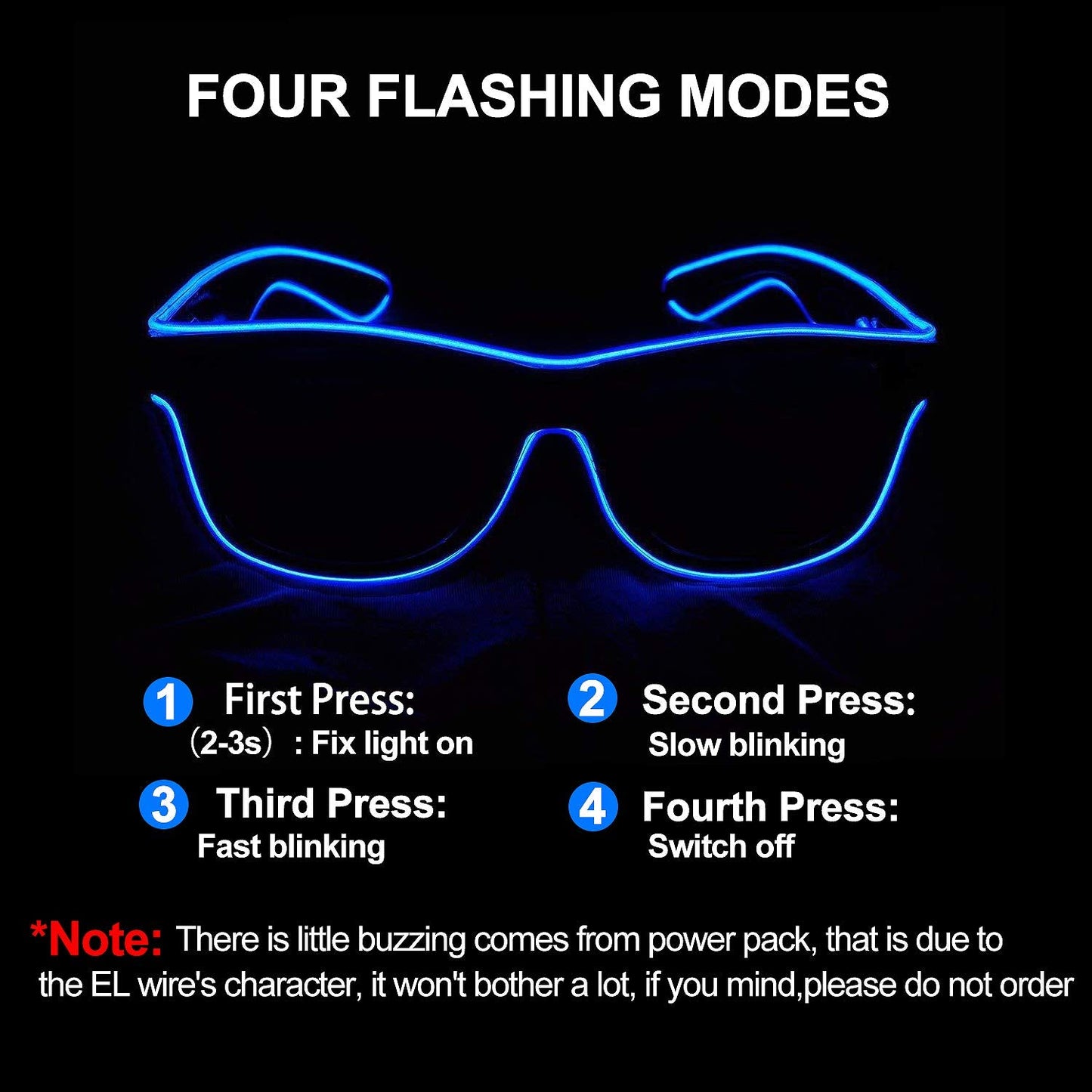 YouRfocus Wireless Led Light up Glasses Glow in the Dark for Rave Party, EDM (Blue)
