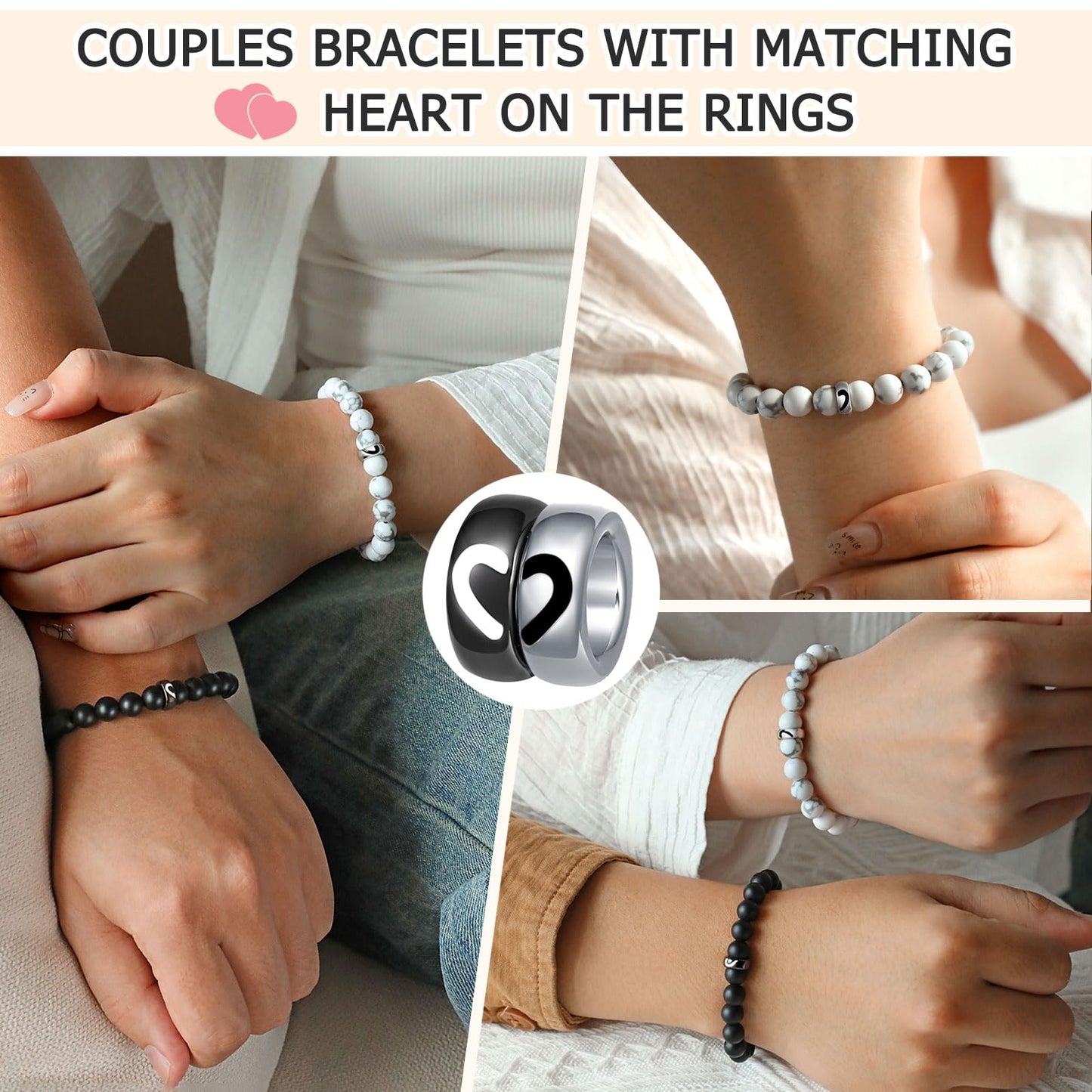 UNGENT THEM Pinky Promise Matching Couples Bracelets Long Distance Relationship His Hers Christmas Valentines Birthday Gifts for Him Her Boyfriend Girlfriend Bf Gf