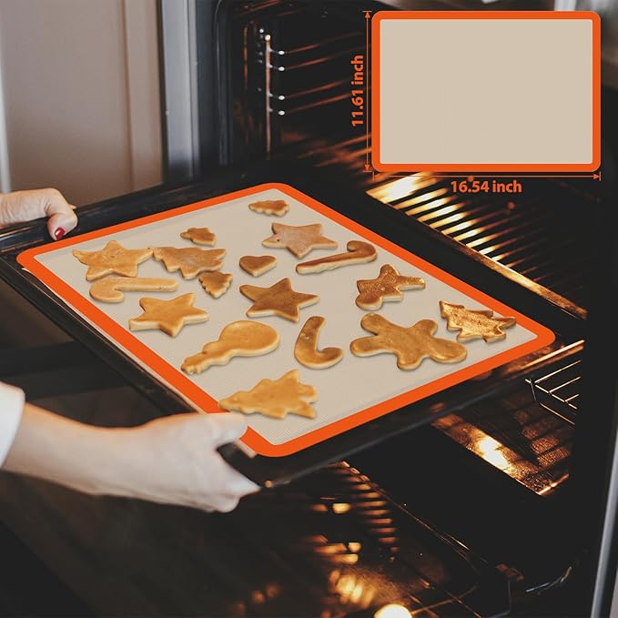 Silicone Baking Mat Set of 5, Nonstick Reusable Pastry Mat, Silicone Bread Sling & Loaf Pan Liners for Bread, Macaron Baking Mat for Cookie, Macarons