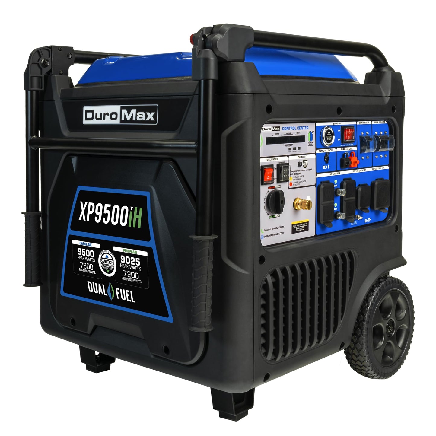 DuroMax XP9500iH 9,500-Watt Dual Fuel Portable Digital Inverter Generator - Gas & Propane, Remote Electric Start, RV & Emergency Ready