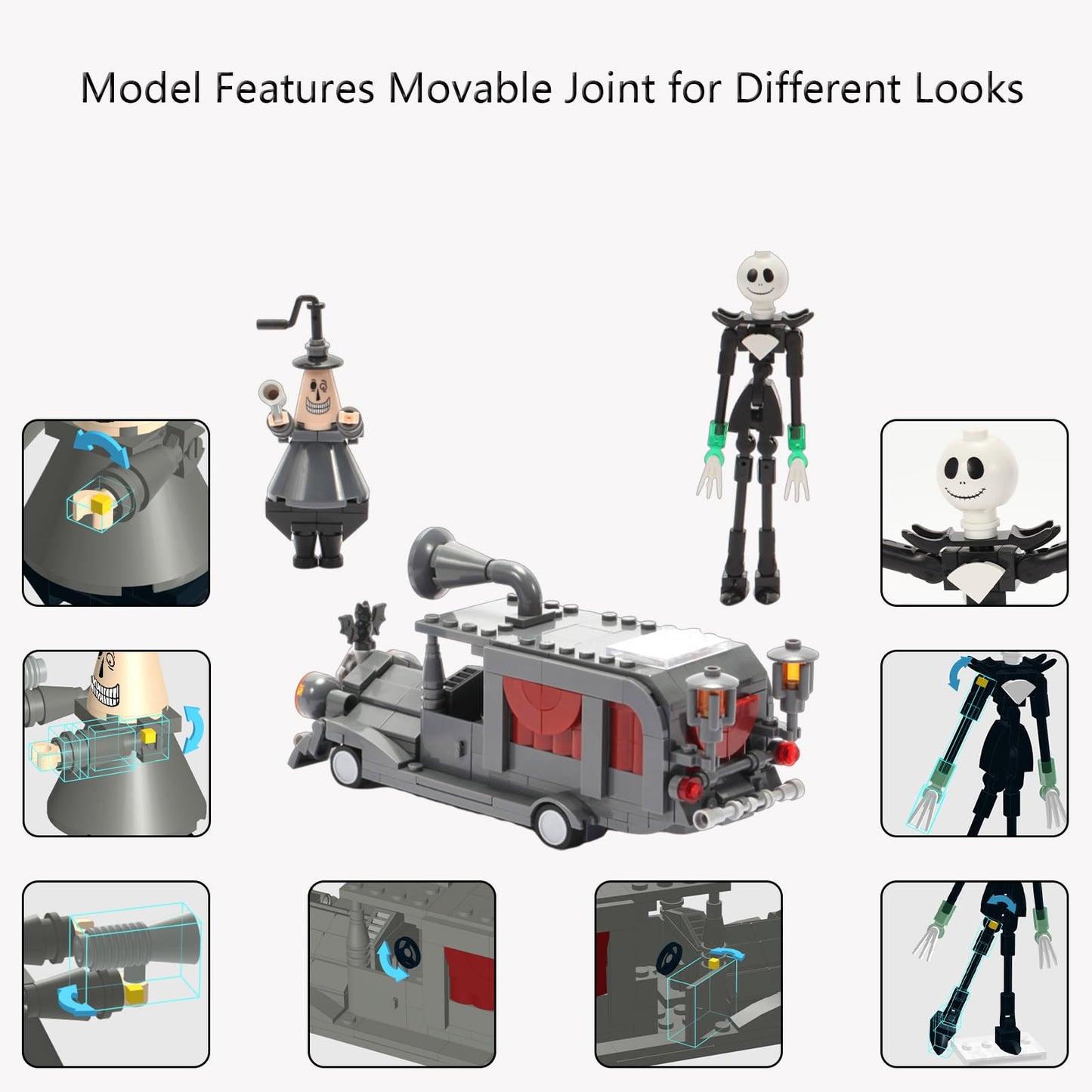 Spaciolo Horror Halloween Toy Building Set, Night Before Christmas Jack and The Mayor of Halloween Town, Mayor-Mobile, Creative Buildable Toy Kit Gifts for Movie Fans Friends Kids, 324PCS
