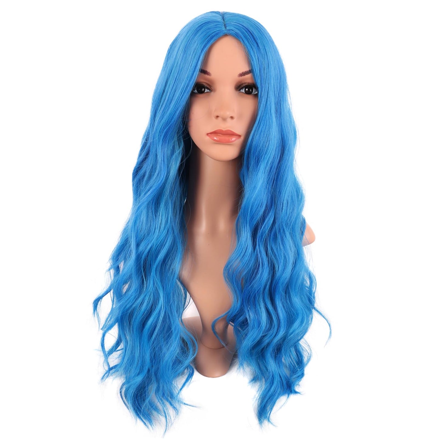 MapofBeauty 28 Inch/70 cm Long Wavy Middle Part with No Bangs Synthetic Fiber Curly Fashion Women Party Cosplay Wig (Mixed Vivid