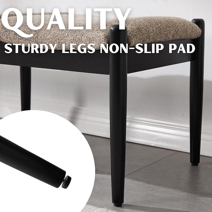 RIVOVA 54.25" Modern Ottoman Benchs Set of 2 Upholstered Linen Bedroom End of Bed Bench Boho Bench Long Seating Bench Entryway Stool with Wood Legs for Living Room/Foyer, Khaki