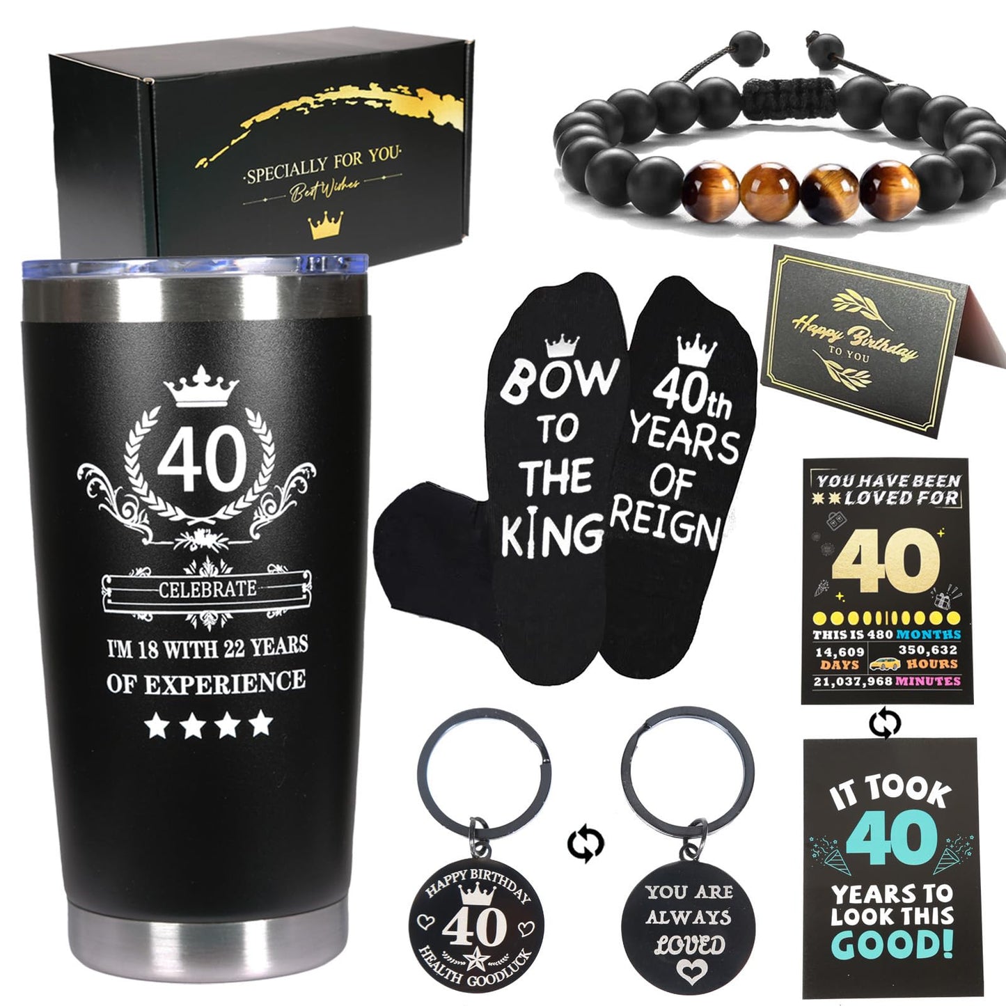 Carselage 40th Birthday Gifts for Men, Funny Unique 40 Year Old Birthday Decorations Gifts Box, Father's Day, Wedding Anniversary Romantic Gift Ideas for Dad, Husband, Friends, Uncle, Coworker