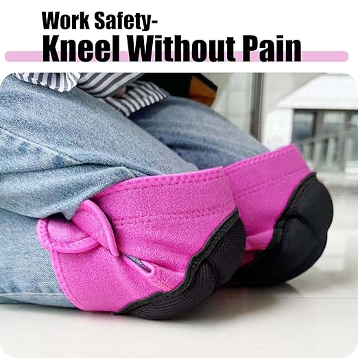 Womens Knee Pads for Kneeling on Floors, Soft EVA Foam Knee Protectors for Gardening Cleaning Floor, Adjustable Straps on Kneepads for Concrete Worker Carpenter Painter Cleaner Cawler Retailer for Christmas, Pink L