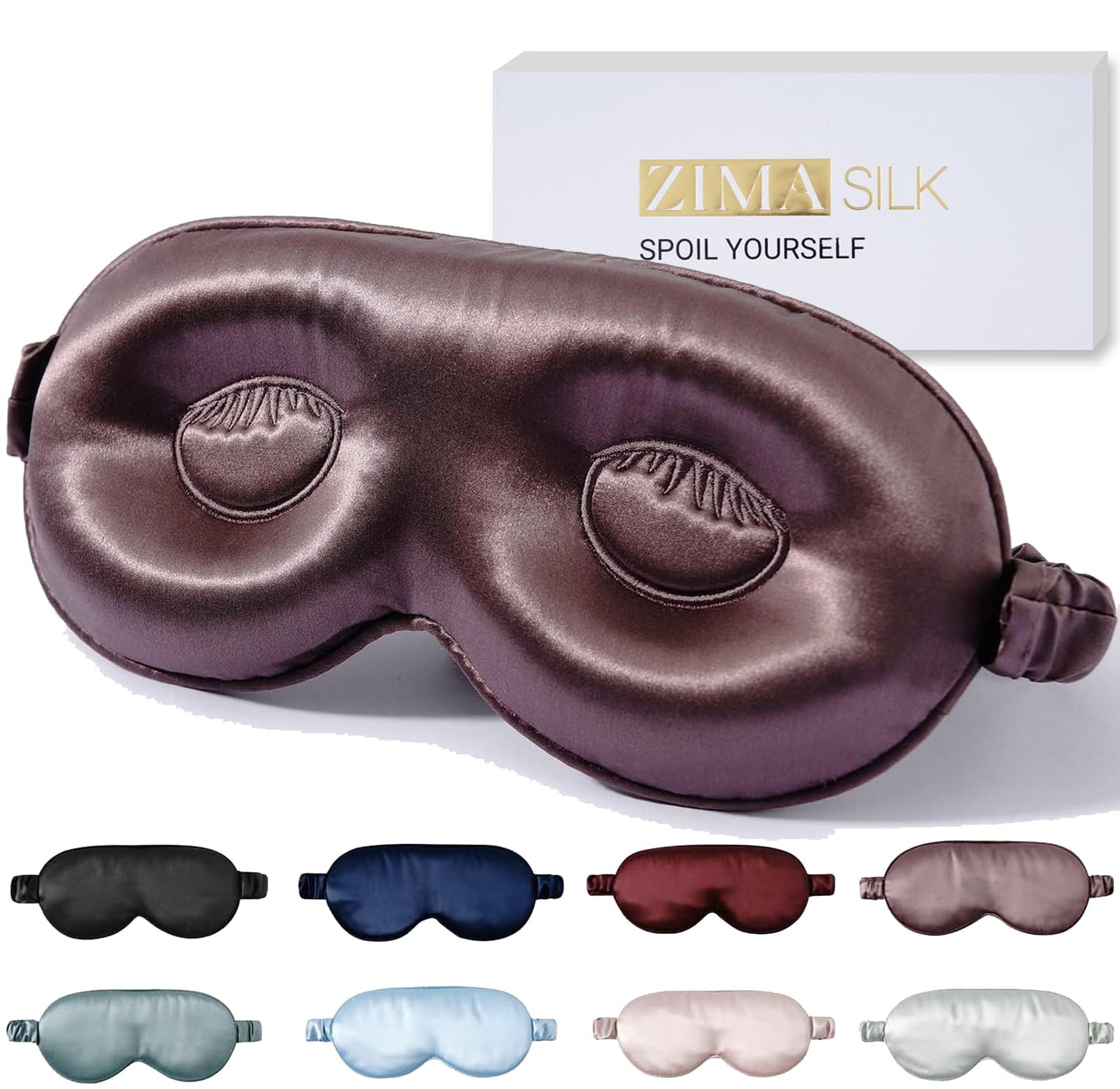 ZIMASILK Adjustable 22 Momme 100% Pure Mulberry Silk Sleep Mask, 3D Contoured Cup Eye Mask for Sleeping, Super Soft Breathable Blindfold, Perfectly Blocks Light for Sleeping. (Plum Wine)