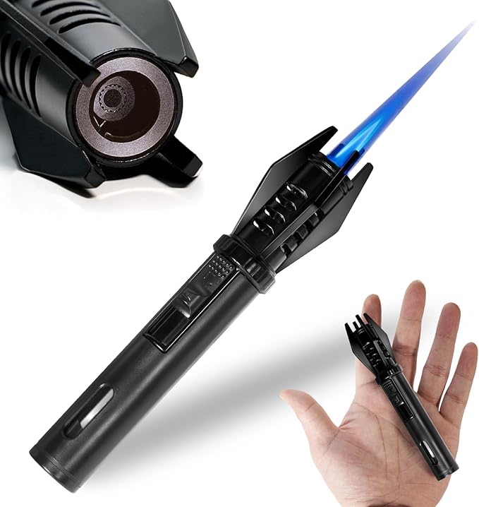 Camping Mini Torch Lighter EDC Windproof Small Lighters with Visual Window Refillable Gas Pocket Tactical Jet Flame for Hi...