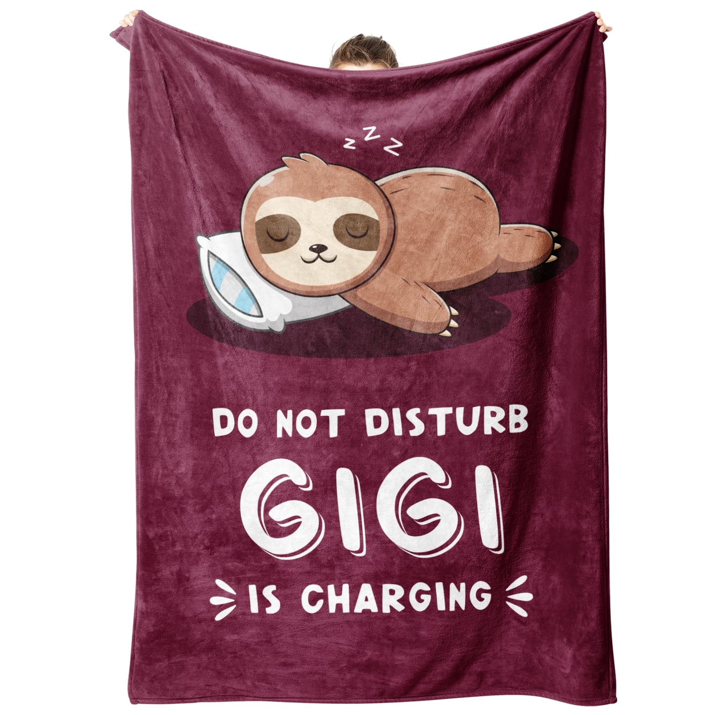 Gigi Gifts for Grandma, Gigi Birthday Gifts, Gigi is Charging Sloth Blanket, Gifts for Gigi from Grandkids, Gigi Gifts for Mothers Day Christmas, Super Soft Blankets for Gigi 60" x 50"