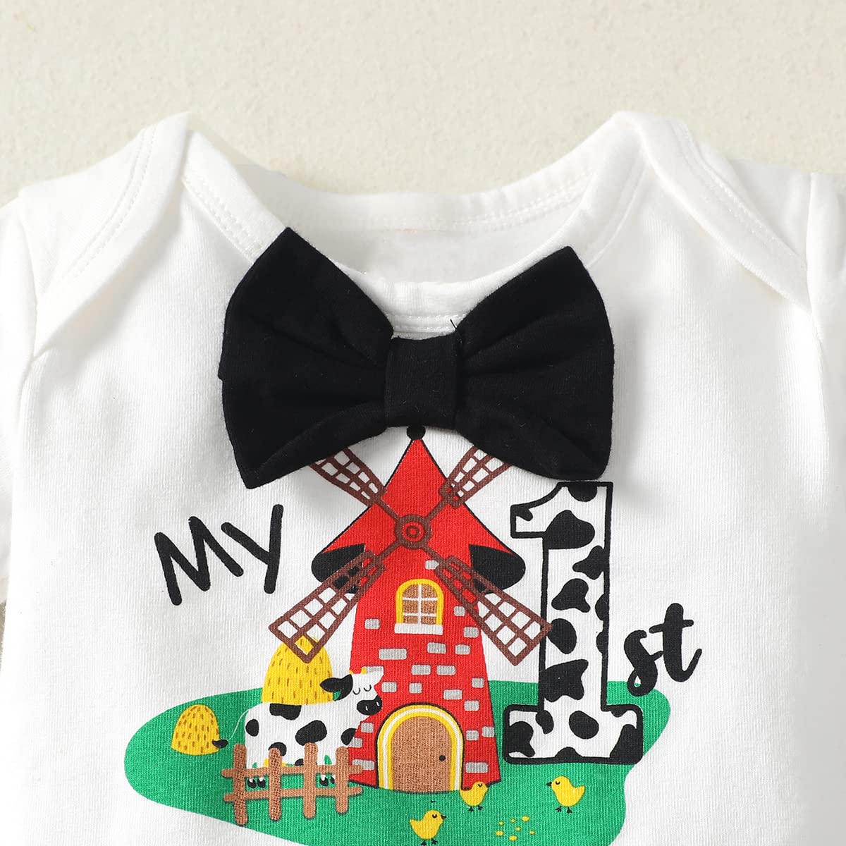 Farm Boy 1st Birthday Outfit - Boy's Black Short, 12-18 Months