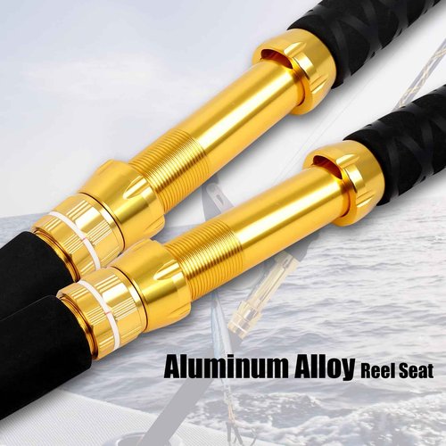 Fiblink 1-Piece Saltwater Offshore Trolling Rod Big Game Rod Conventional Boat Fishing Pole (5’6”, 6’, 6’6”) (5'6" - 30-50lbs)