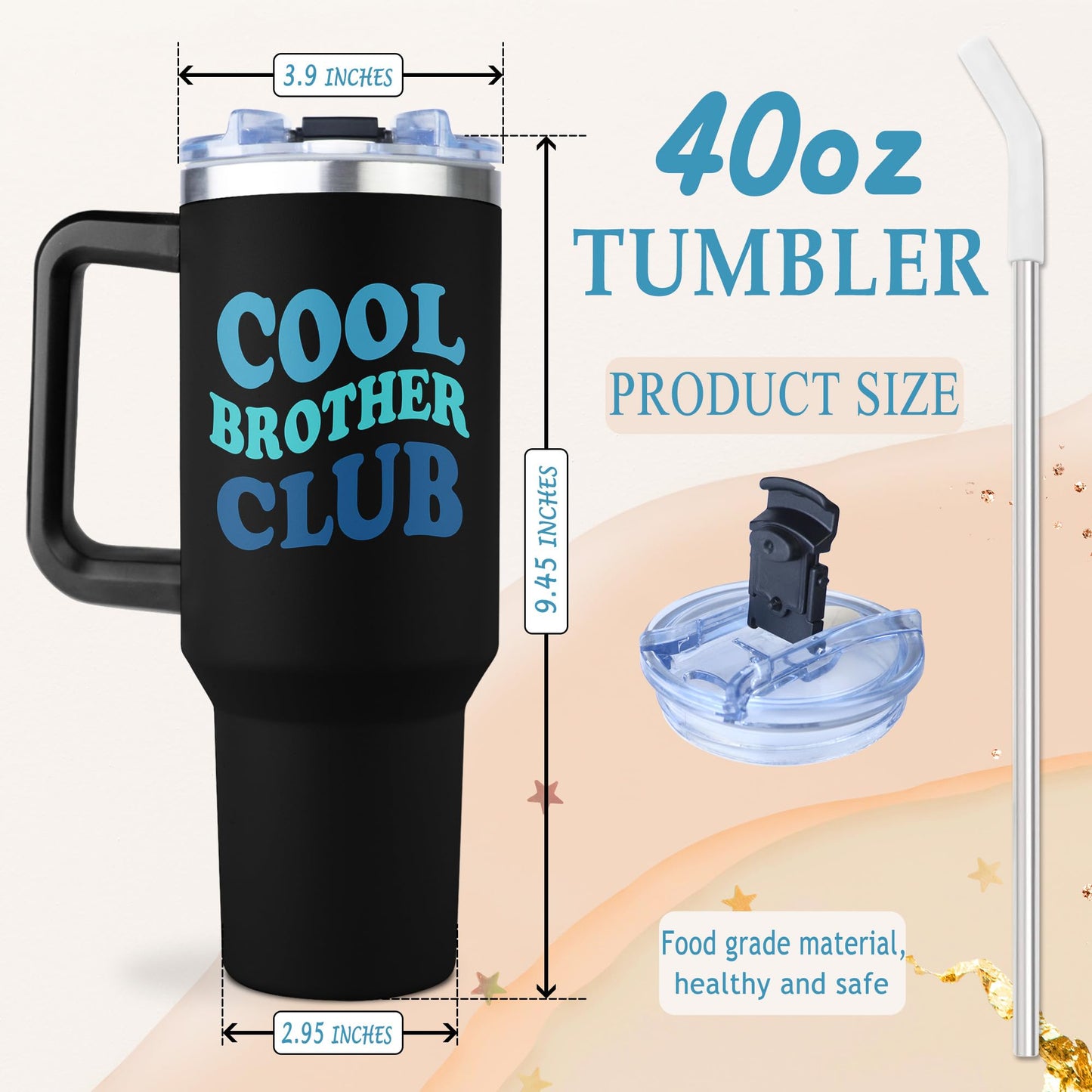 Ladyhold Big Brother Gift, Gifts for Brothers, Brother Birthday Gifts from Sister, Christmas Graduation Birthday Gift for Brothers Tumbler 40Oz with Handle and Straw