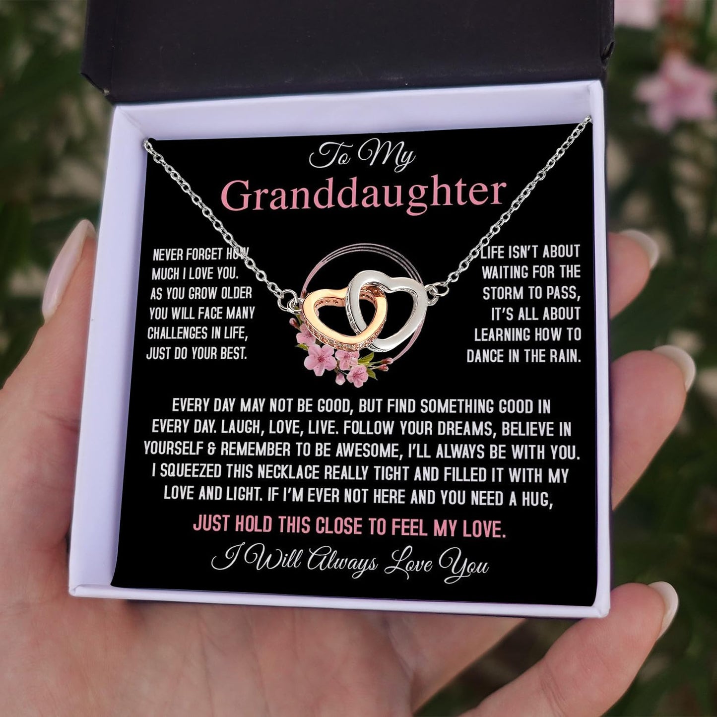 Larvincy Granddaughter Gifts From Grandma Grandpa - To My Granddaughter Necklace With Heartfelt Message & Elegant Box, Jewelry Gift For Birthday, Graduation, Valentines, Mothers Day, Christmas & More