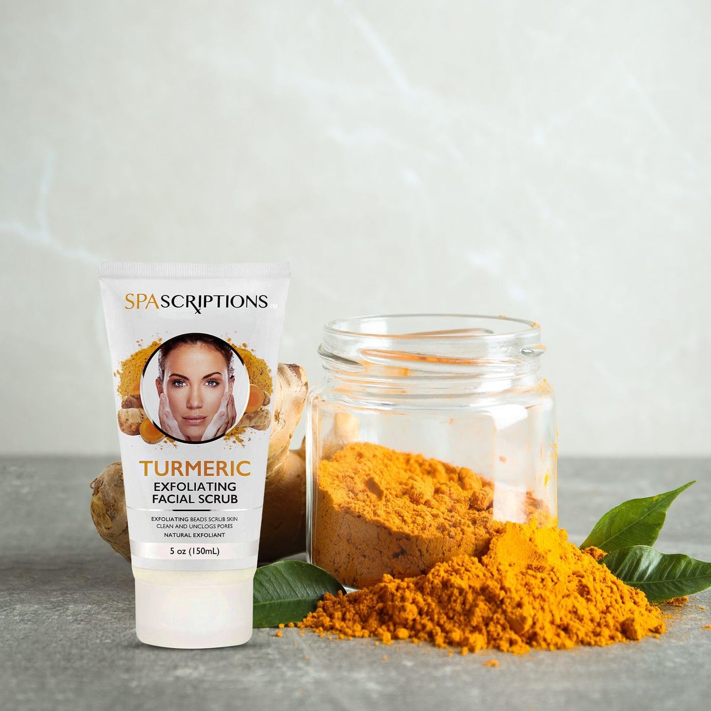 Turmeric Exfoliating Facial Scrub Natural Exfoliant to Cleanse Skin, Facial Wash - 5 Oz. Deep Cleansing and Rejuvenating