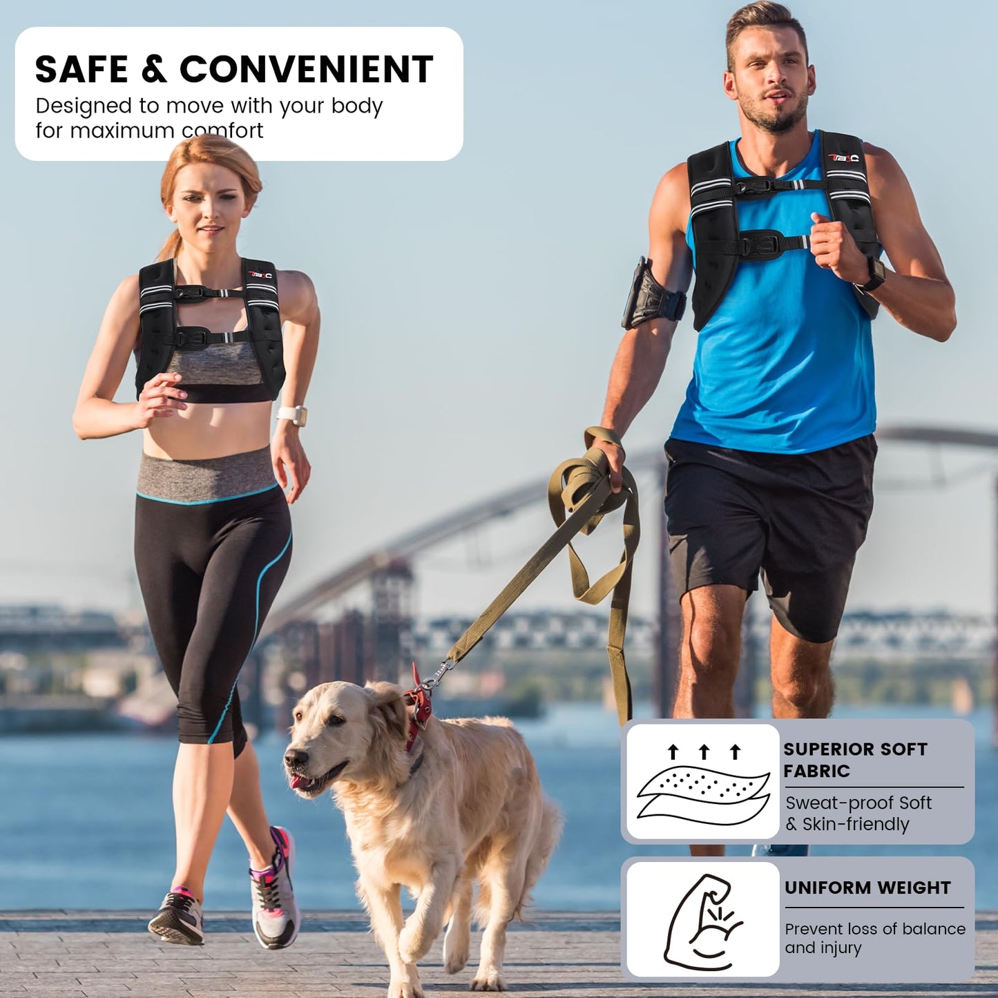 TB3C Weighted Vest Woman, 12 LB Womens Weight Vest for Walking, Strength Training Weight Vests for Men, Reflective Stripe Fitness Vest for Workout Running Jogging
