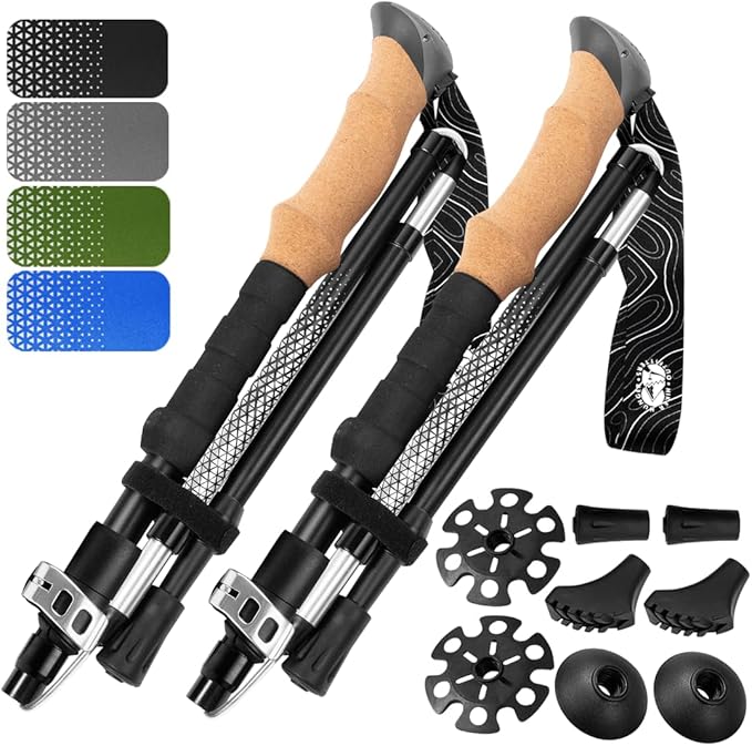 Premium Foldable Hiking Poles by USA Brand - Adjustable, Lightweight Trekking Poles Made of Aircraft Aluminum, Metal Flip ...