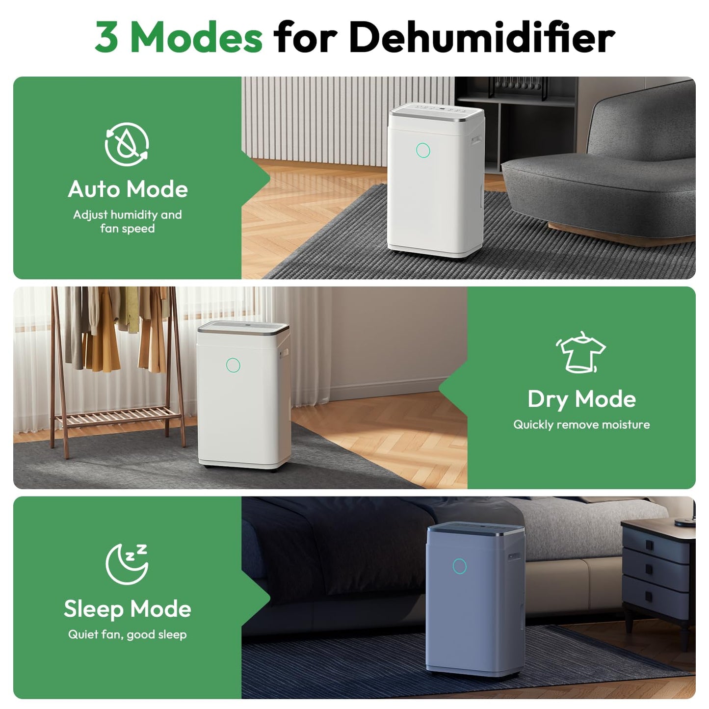 HUMILABS 50 Pint 4500 Sq.Ft Home Dehumidifiers, 1.7 Gallon Tank Dehumidifier for Basement with Drain Hose, Auto/Quiet Sleep/Dry Mode