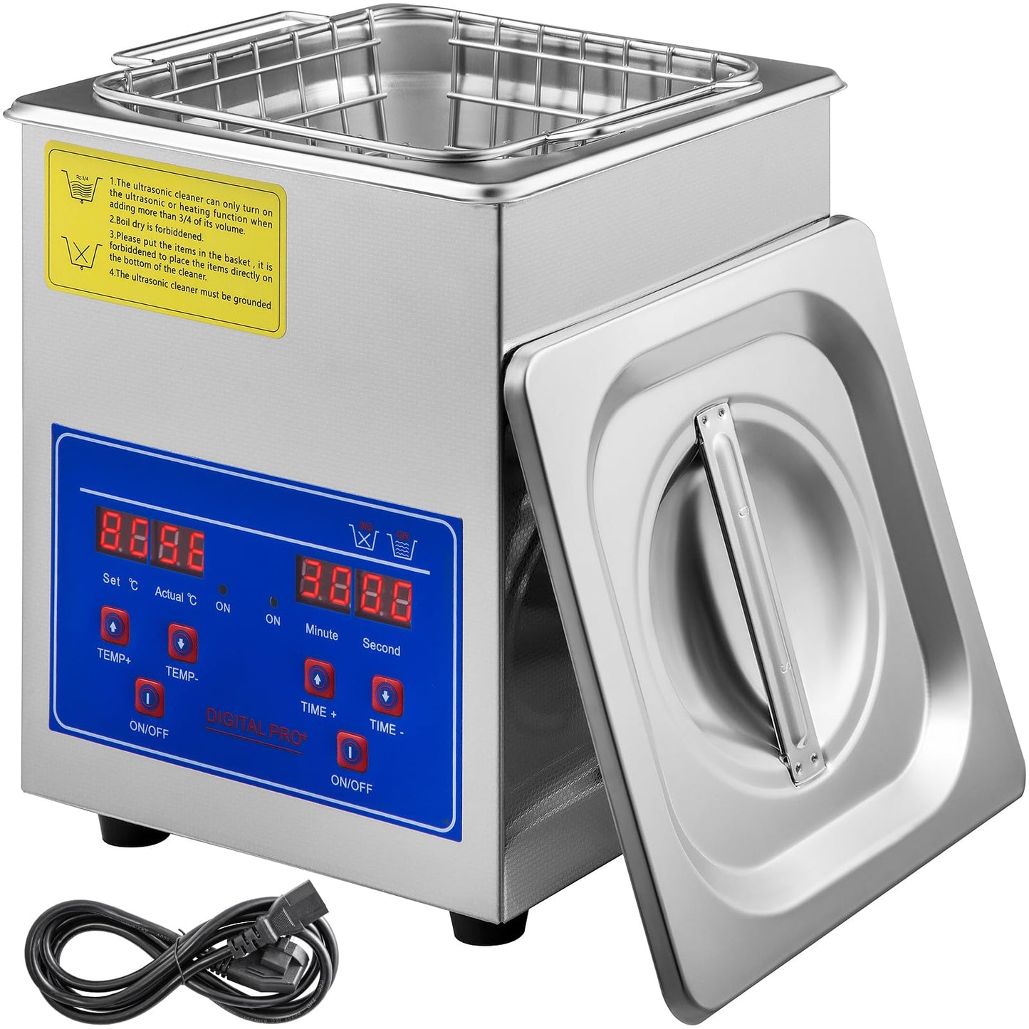 VEVOR 2L Digital Ultrasonic Parts Cleaner with Timer 40kHz Professional 304 Stainless Steel Ultrasonic Cleaner 110V for Jewelry Watch Glasses Diamond Eyeglass Small Parts Cleaning