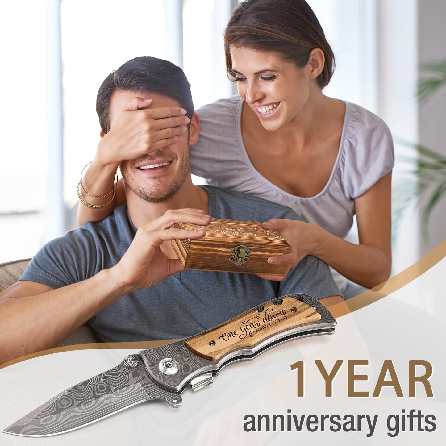 GiveGreatGift 1 Year Paper Anniversary for Him, 1st Gifts Wedding Anniversary Keepsake for Men, First Anniversary Marriage Presents for Husband or Boyfriend