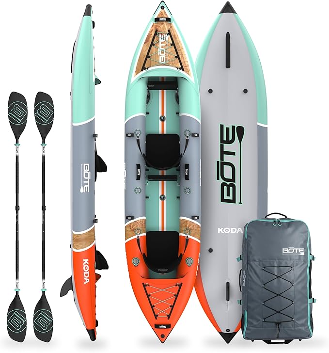 BOTE Koda Aero Inflatable 14' Foot Kayak Packable for Tandem Riders Adults Kids Family Friendly Blow Up Fishing MAGNEPod C...