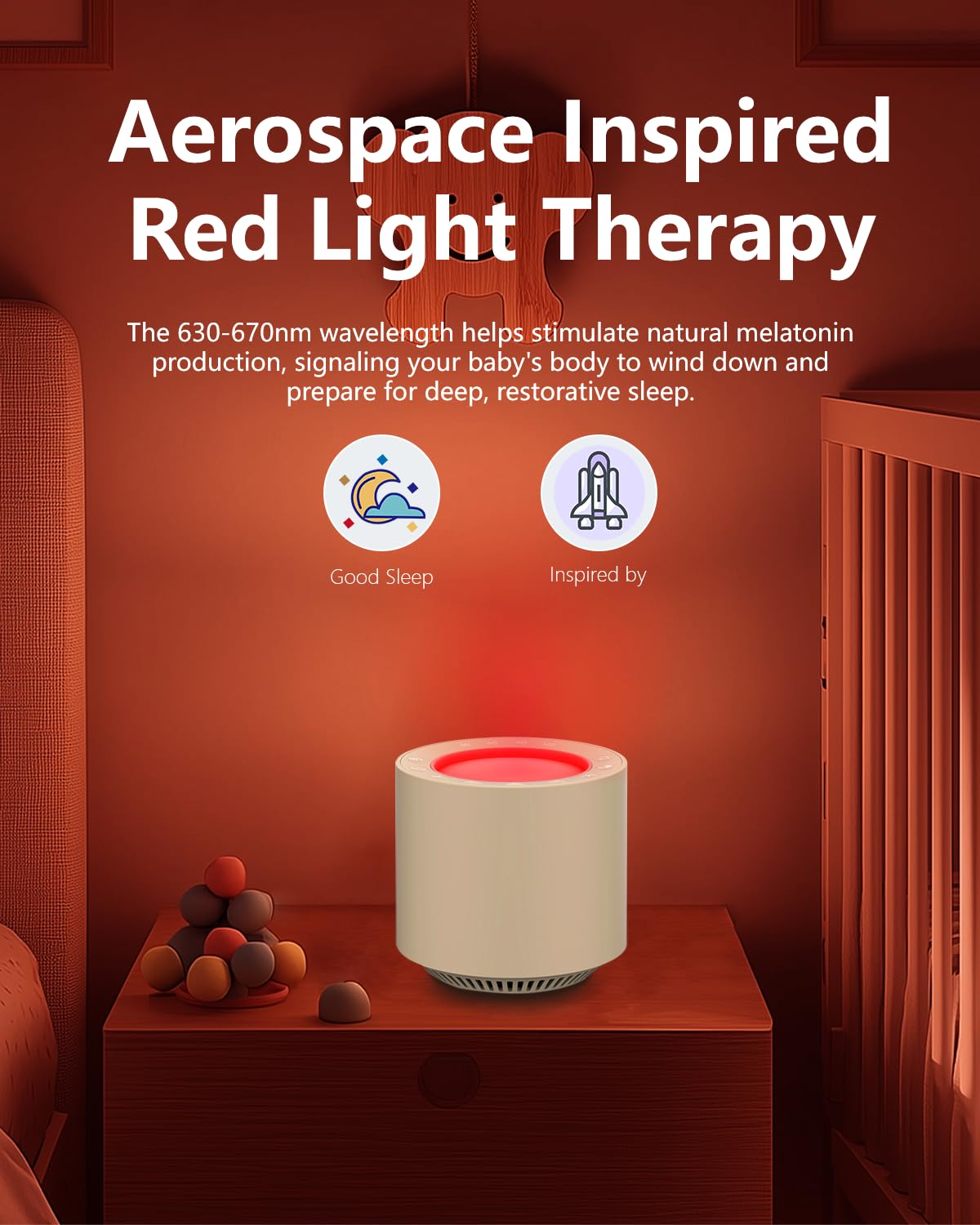 PureNurt White Noise Machine: Red Light Therapy Sleep Sound Machine with 38 Soothing Sounds & Calming Womb Soother Shusher, Memory Function, Dimmable Nursery Night Light with Timer for Baby Adult Gift