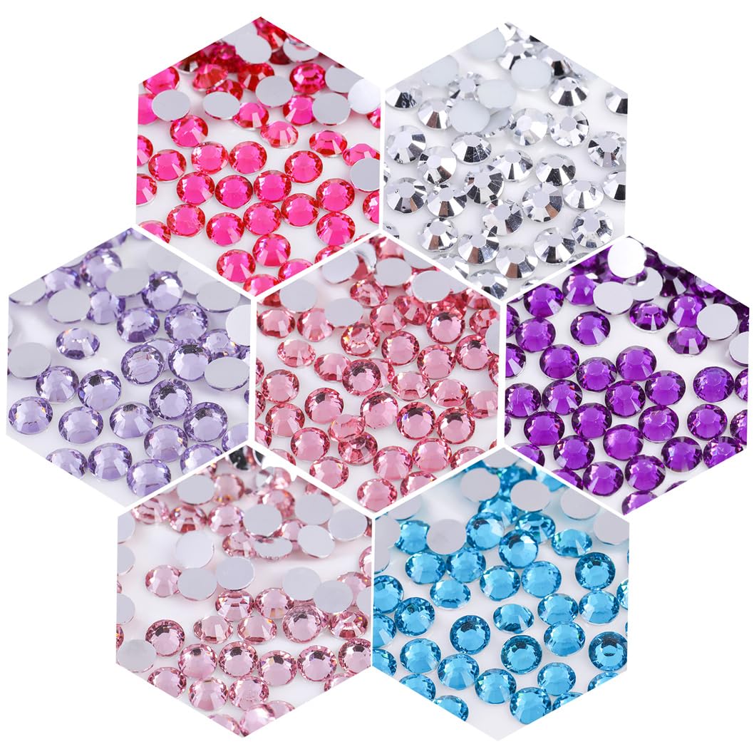 1000 Pieces SS20 5mm Flatback Rhinestones Clear Glass Round Gems Crystals for Nail Art DIY Crafts Clothes Shoes Bags （Crystal Blue）