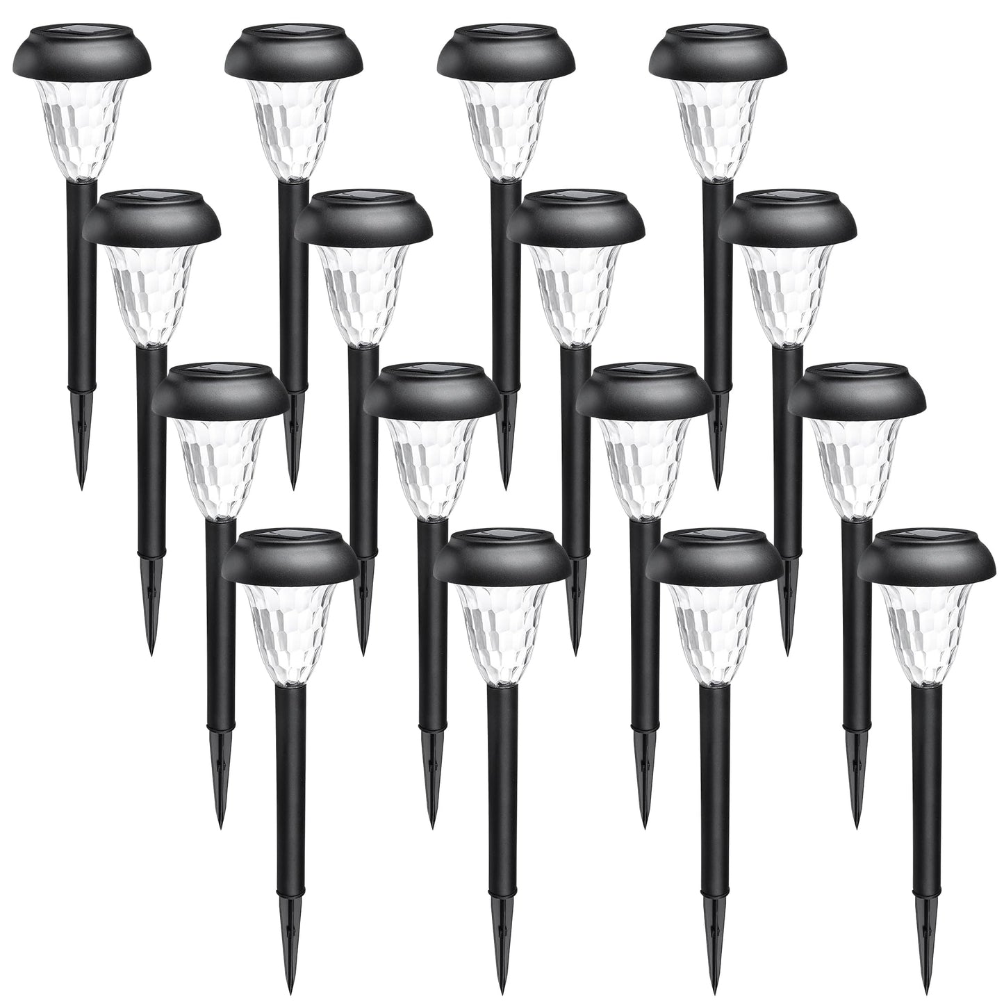 GIGALUMI 16 Pack Solar Lights Outdoor Waterproof, Warm White Pathway Light Solar Powered, Landscape Lighting, Garden Lights for Decor, Patio, Garden, Yard, Pathways, Walkways