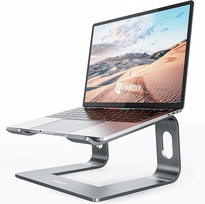 Nulaxy Fully Aluminum Detachable Laptop Stand, Ergonomic Ventilated Cooling Laptop Holder Computer Riser for Desk, Anti-Sl...