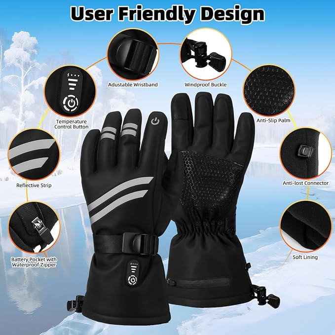 Hand Warmers Rechargeable, Electric Heated Gloves with Rechargeable Batteries 3 Levels 7.6V Fast Heating Handwarmer Pouch for Women Men Kids Winter Hiking Camping Hunting Skiing Outdoor Sports Working