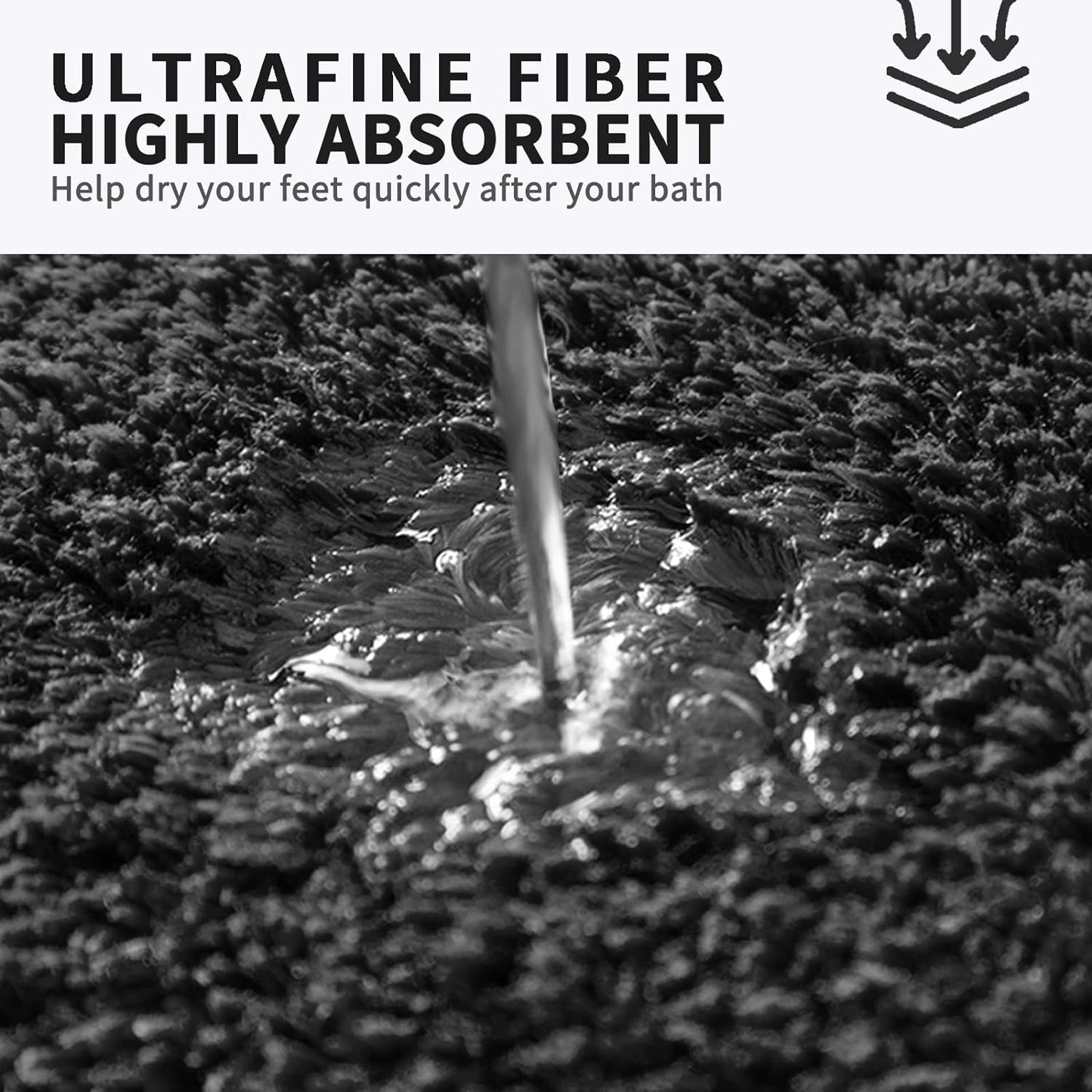 FIFU Bathroom Rugs 17" W x 24" L, Bath Mat for Bathroom, Bedroom, Laundry Room & Kitchen, Non-Slip Rubber Latex Backing, Extra Soft and Absorbent Microfiber Carpet, Machine Washable Rug, Black
