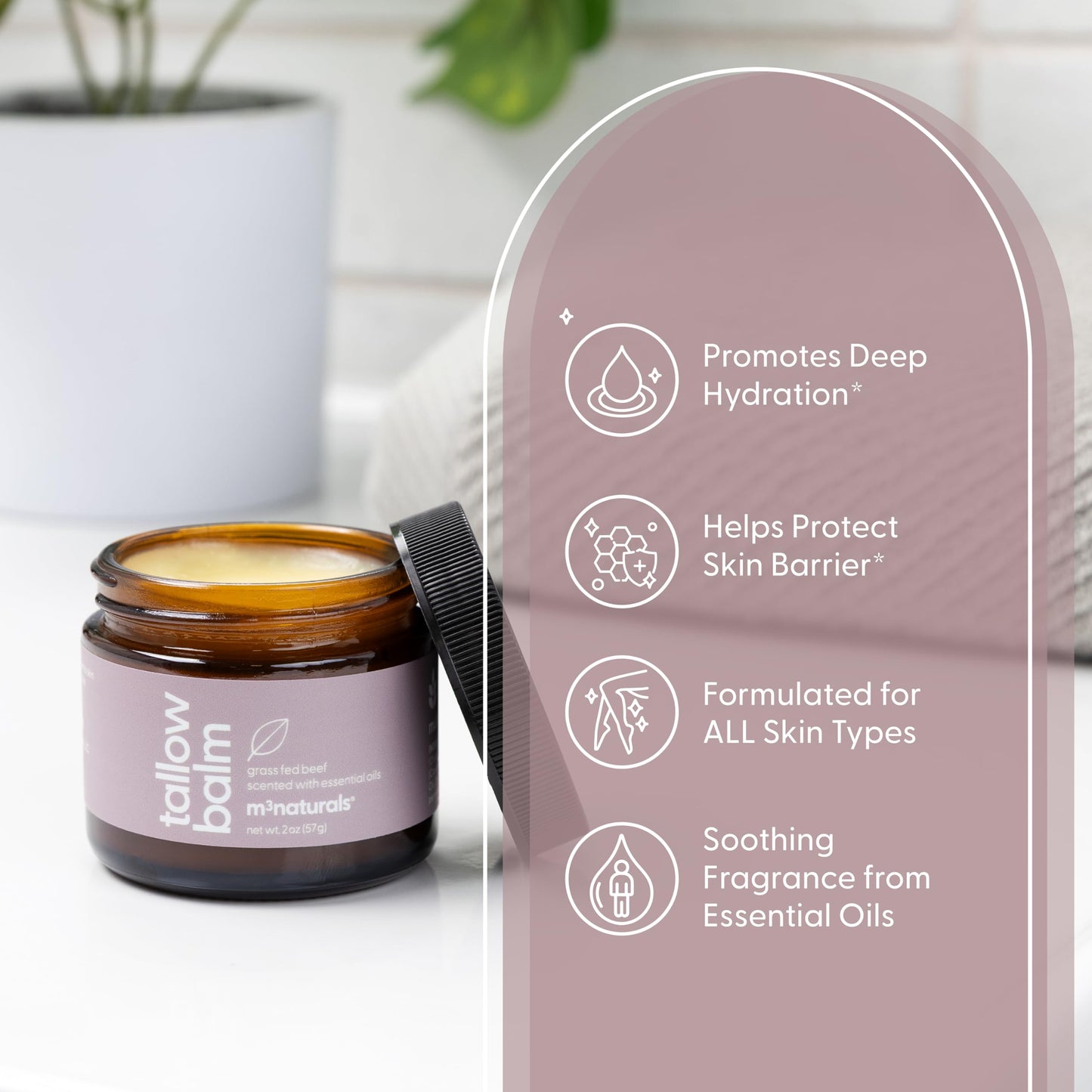 100% Grass Fed Beef Tallow for Skin, Body and Face | Moisturizing Honey Balm Scented with Cinnamon, Rosemary, Peppermint and Clo