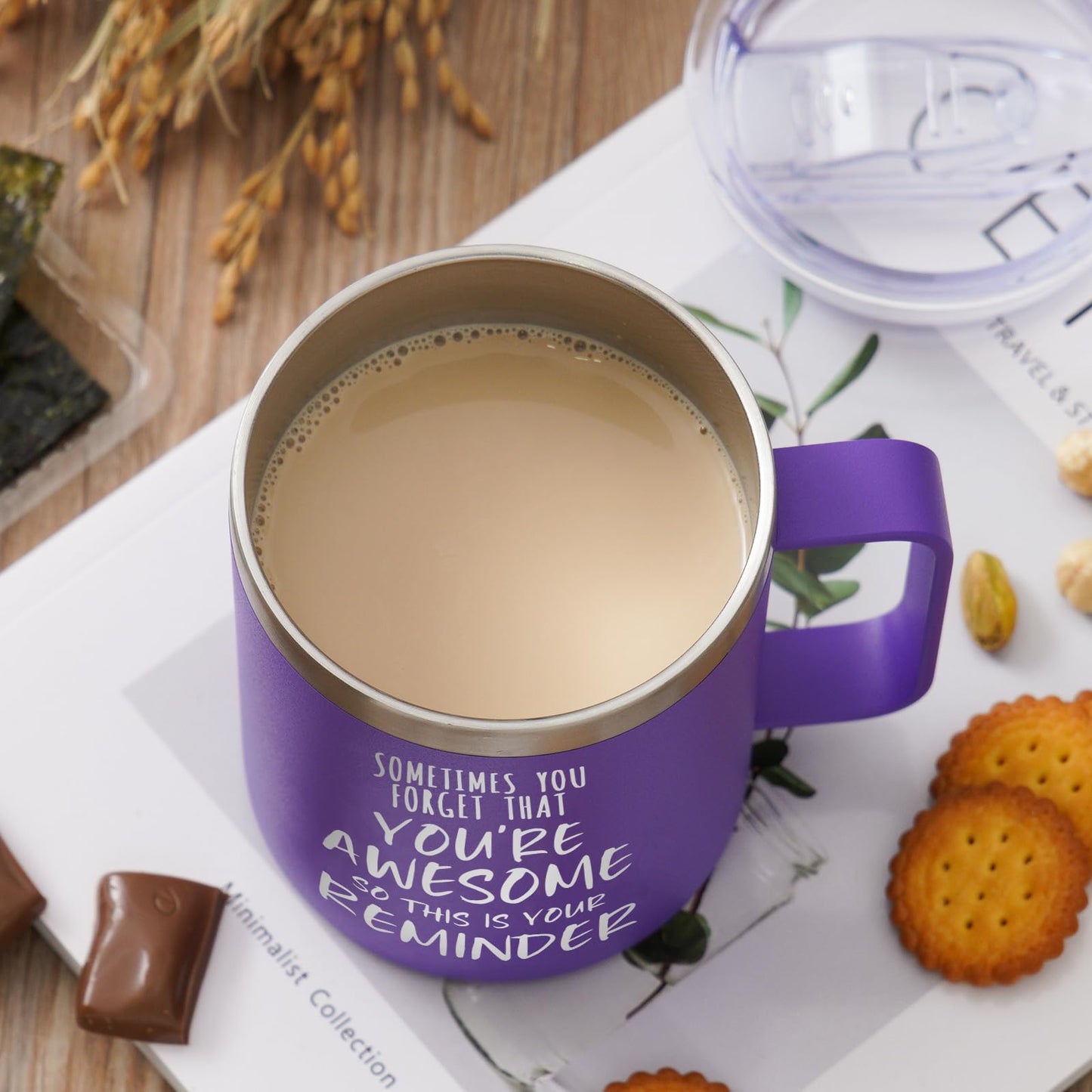 NOWWISH Inspirational Gifts for Women Wife, Sometimes You Forget You're Awesome Coffee Mug, Birthday Mothers Day for Mom Daughter Wife, 14Oz Purple