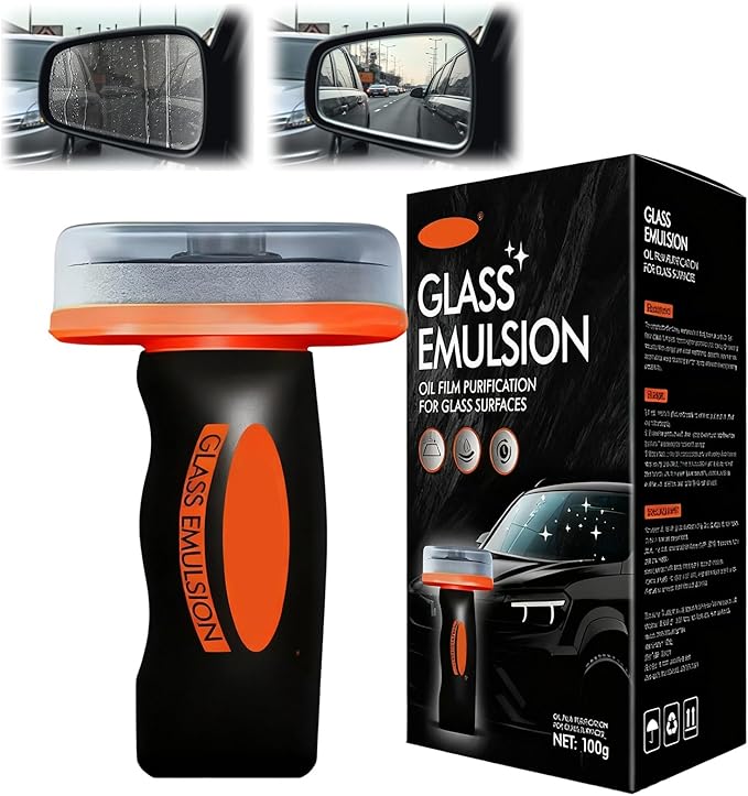 Glass Oil Film Remover for Car, Oil Film Remover for Car Windshields and Windows,Removes oil film & Smudges, Improve Windshield Clarity for Safe Driving