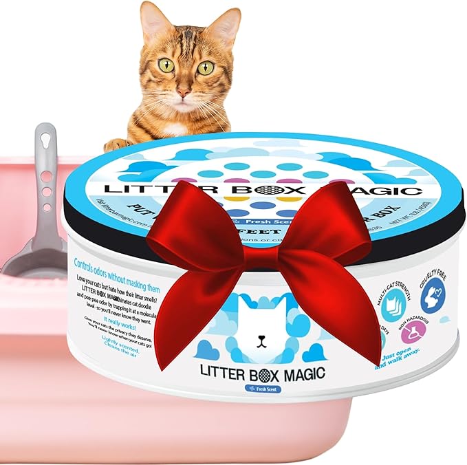 Cat Litter Deodorizer Jar (Fresh Scent, 16 Oz, Pack of 1) - Cat Litter Odor Absorber Gel In A Jar - Litter Box Pet Air Freshener - Litter Odor Eliminator to Freshen Air