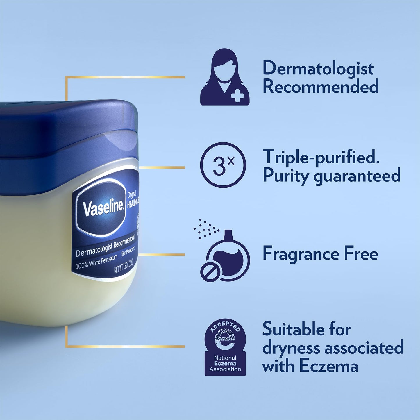 Vaseline Original Petroleum Jelly 1.75 oz (Pack of 12) - Hypoallergenic Moisturizer for Sensitive Skin
