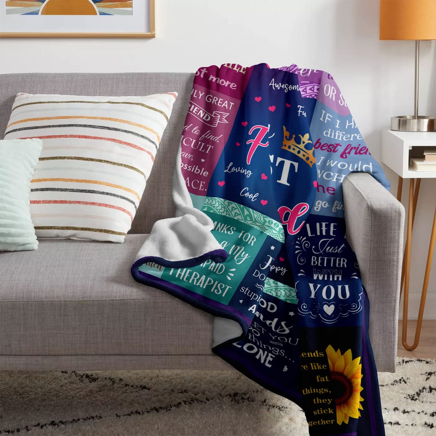 Gevuto Best Friend Blanket - Bestie Birthday Gifts for Women - Friendship Throw 50"X60" - Friendship Gifts