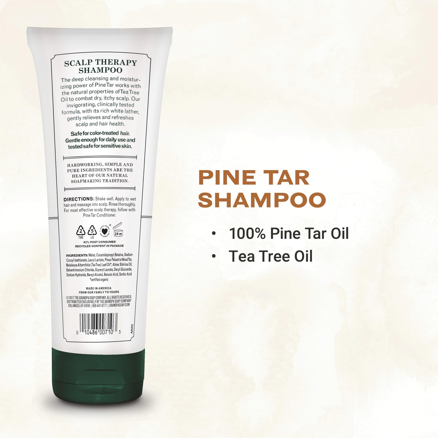 The Grandpa Soap Company Pine Tar Shampoo - Cleanses and Moisturizes Dry Scalp, With Pine Tar and Tea Tree Oil, All Hair Types,