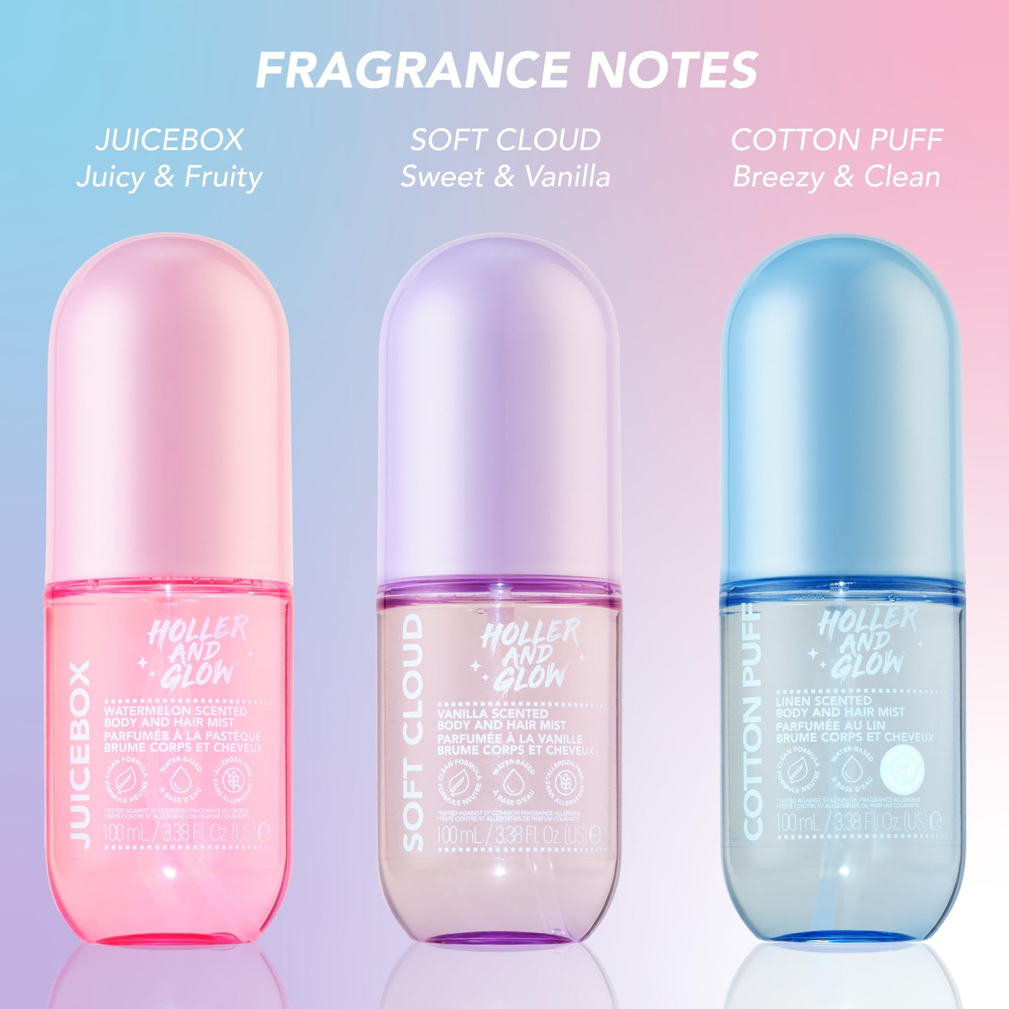 Holler And Glow Mood Boosting Juice Box Body & Hair Mist, Body Spray, Teen Girls Spritz, Long Lasting, Watermelon, Fruity Scented, Water Based Fragrance For Tweens, Clean & Gentle Formula, 3.38 Fl Oz